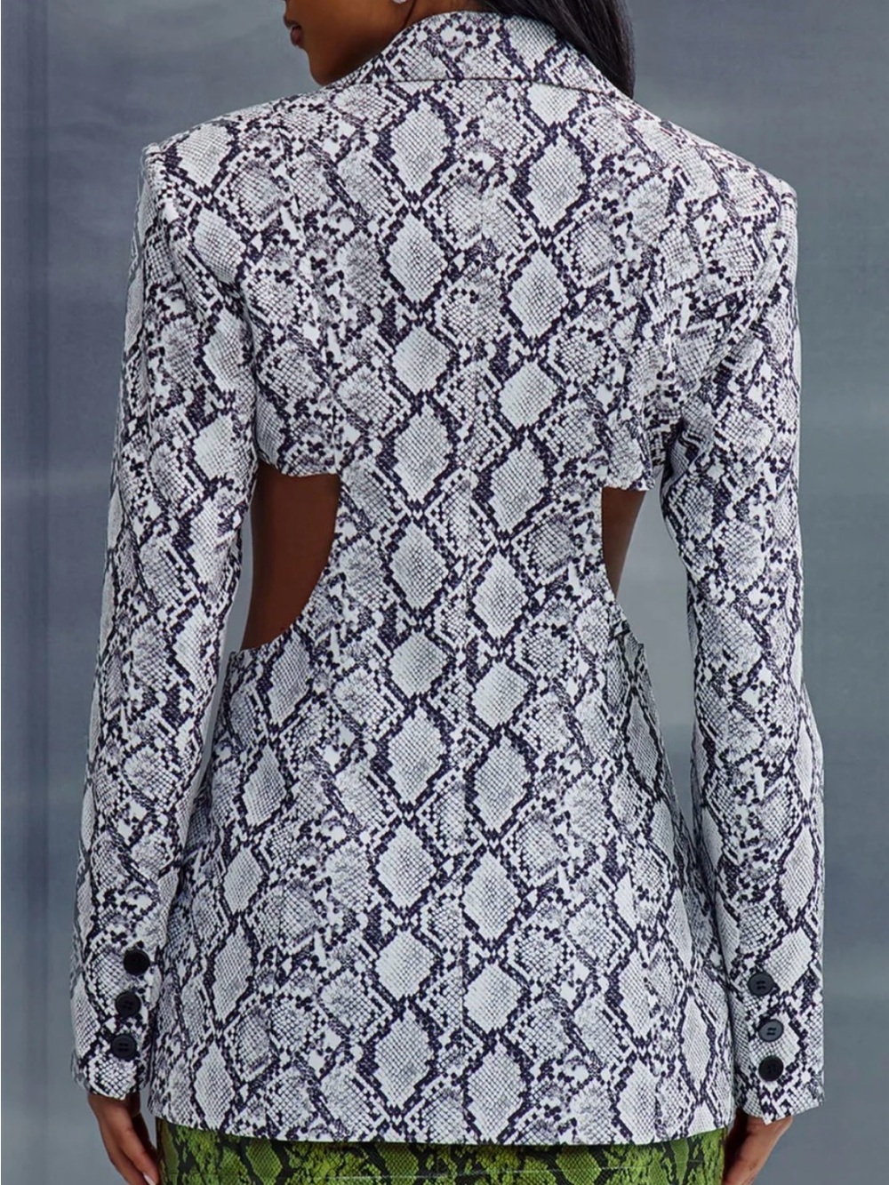 Fashion Nova Black & White Snake Print Blazer - Picture 3 of 6